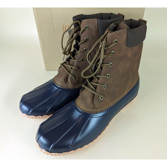 Weatherproof Vintage Adam II Duck Boots Mens 13M Tan Navy Faux Leather Shoes NWB main image 7